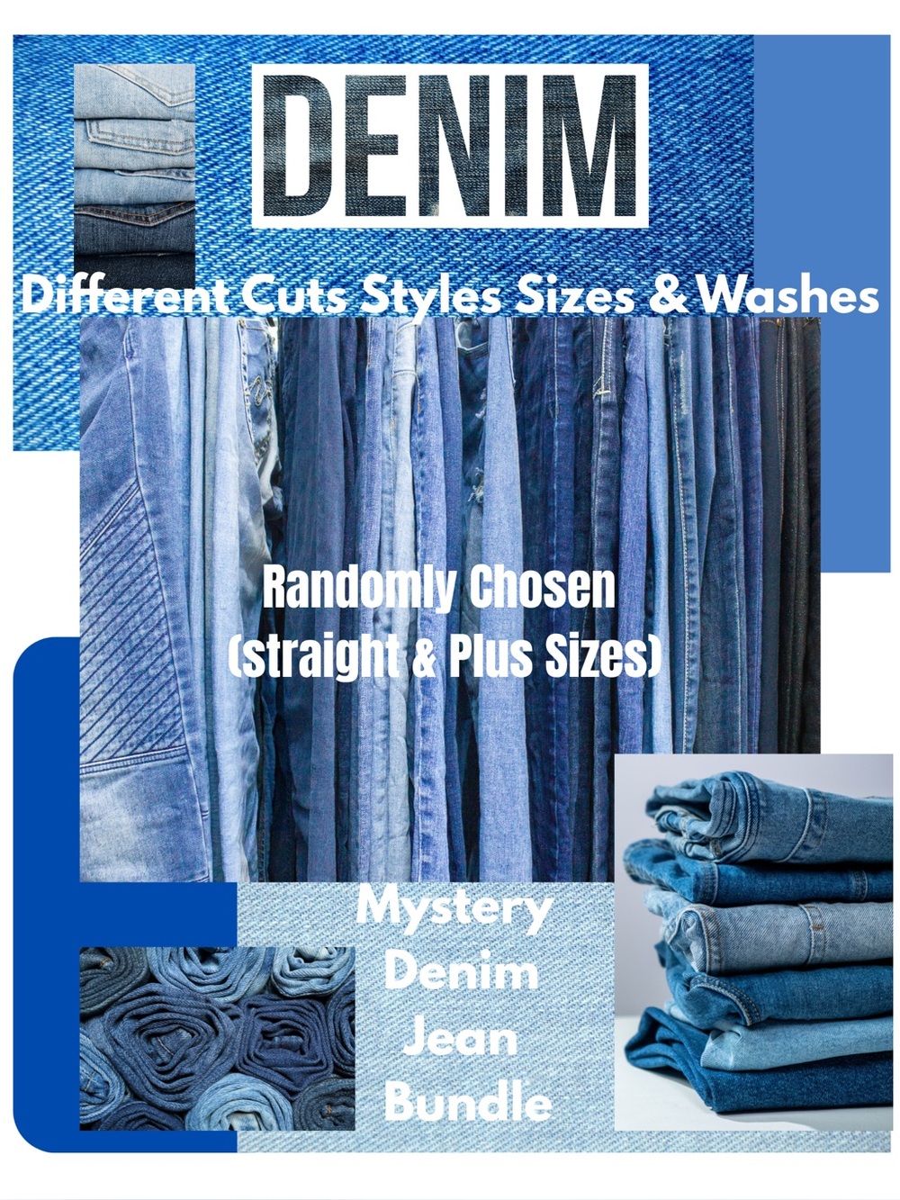 Mystery Denim Jean Bundle - Womens Blue Jeans. Random assortment of jeans.